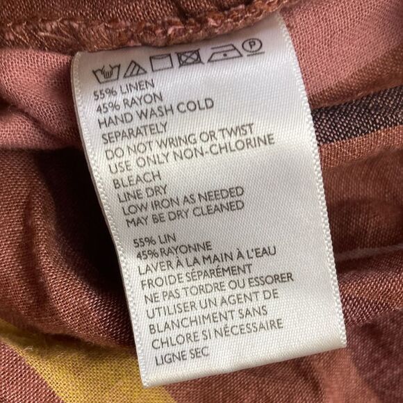 Urban Outfitters Stripe Strapless Romper Linen Blend Pink Brown Yellow Size S - Picture 7 of 7